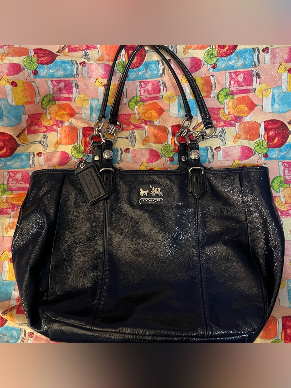Coach Deep Dark Blue Patent
Leather Tote